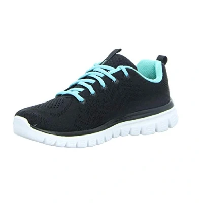 Afbeelding van Skechers Graceful Get Connected Sneakers voor dames, Zwarte Turquoise Bktq, 35 EU