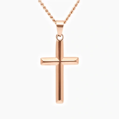 Afbeelding van Marenca Rosé Gouden / Rose Gold Heren Ketting met Kruis (60cm)