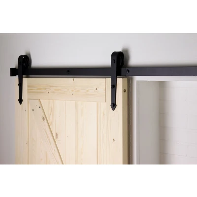 Afbeelding van Zwart Schuifdeursysteem met Rails Rustiek Model Compleet 200 cm Per Set