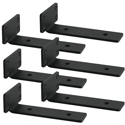 Afbeelding van 6 stuks Zwevende Plankdragers, 90 Graden Schapsteune, L plankhoek voor wandmontage, Zwaarlaststeun Boekenplankbeugel Wandplank Ondersteuning,Metaal plankhouders,Zwart,20cm (20cm)