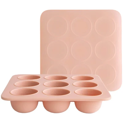 Afbeelding van Mushie siliconen invriesvorm babyvoeding 9x45 ml blush