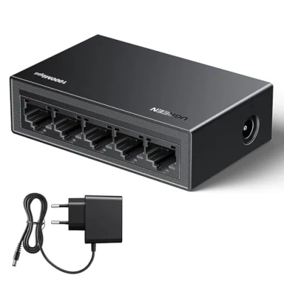 Afbeelding van UGREEN LAN switch 5 poorts netwerkswitch Gigabit automatische snelheid van 10/100/1000 Mbps,duplexaanpassing,plug and play,Ethernet voor tv/laptop/switch/router/monitor