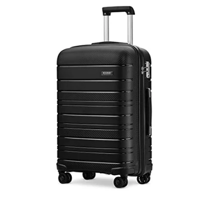Afbeelding van Kono Lichtgewicht Hard Shell koffer Travel Carry On Bagage, Zwart, M(medium 24inch), Middelgrote met harde schaal