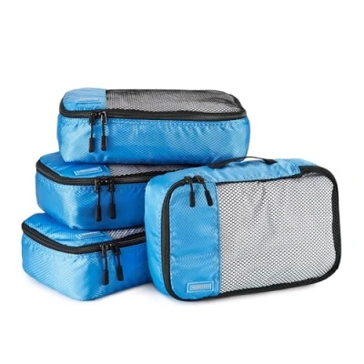 Afbeelding van Amazon Basics Inpakkubus, ritssluiting, S (4 delige set), hemelsblauw