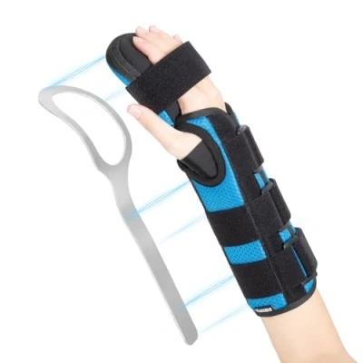 Afbeelding van YiYame nachtsteun, polssteun bij carpaal tunnelsyndroom, tendinitis, en hand polsblessures, peesschedeontsteking, beroerte, rechterhand, L