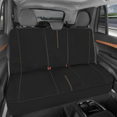 Afbeelding van Motor Trend SpillGuard Waterdichte achterbank autostoelhoes, beige stiksels splitbank achterbankbeschermer met neopreen vulling, achterbankhoes voor kinderen en honden, auto interieurhoezen