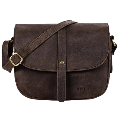 Afbeelding van STILORD &#039;Kira&#039; Schoudertas Vrouwen Leder Vintage Kleine Handtas Leer Klassieke Avondtas Partytas Tas voor Dames Echt Leer, Kleur:muskaat bruin