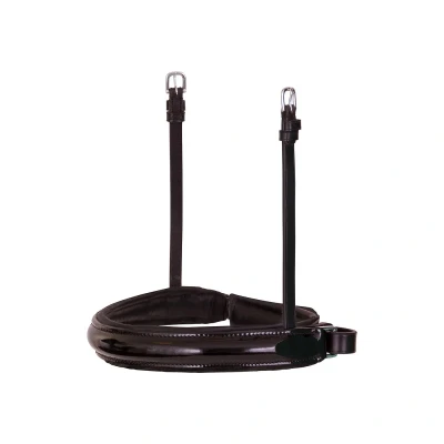 Afbeelding van BR Aansnoer Stang en Trens Neusriem Lacquer Breed Full Zilver Zwart