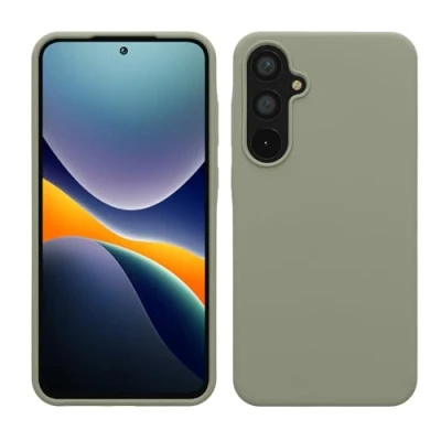 Afbeelding van kwmobile telefoonhoesje geschikt voor Samsung Galaxy A55 5G Hoesje met siliconen coating Smartphone case in grijsgroen