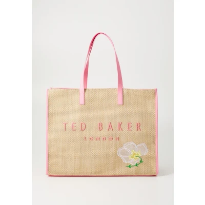 Afbeelding van Ted Baker Shopper Floraff Floral Raffia Icon Bag Pink Beige