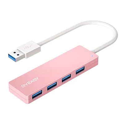 Afbeelding van BYEASY USB hub, splitter voor laptop, 3.0 multi poortuitbreider, snelle gegevensoverdracht 4 poorts hub compatibel met Windows pc, Mac, printer, mobiele harde schijf