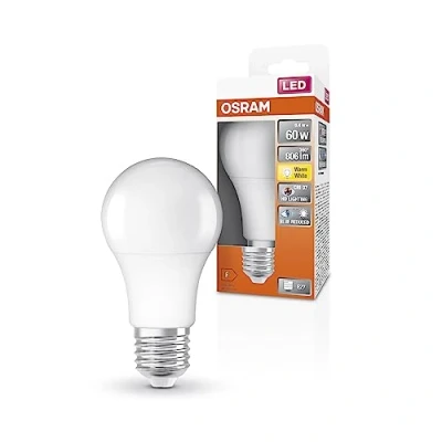 Afbeelding van OSRAM SUPERSTAR+ standard 60 mat LED pære med E27 sokkel, klassisk pæreform, 9,4W, 806lm, 2700K, varmt hvidt lys, stærkt reduceret blå komponent, lav øjenbelastning, meget lavt energiforbrug