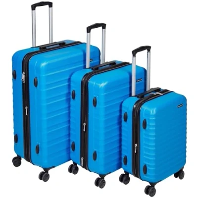 Afbeelding van Amazon Basics Harde rolkoffer 3 delige set (55 cm, 68 78 cm), lichtblauw