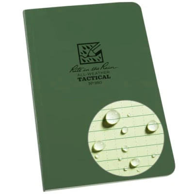 Afbeelding van Rite in the Rain Waterdicht papier zijgebonden tactisch memoboek groen veld flex omslag 160 pagina&#039;s 80 vellen perfect gebonden imp en metrische regels kaartschalen conv grafieken 16 Ref