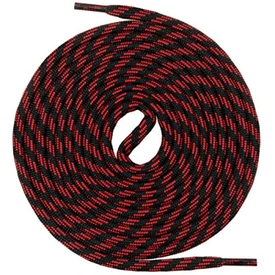 Afbeelding van Mount Swiss Ronde veters voor wandelschoenen, trekkingschoenen en werkschoenen extra scheurvast o 5 mm kleur zwart rood m3, lengte 130 cm