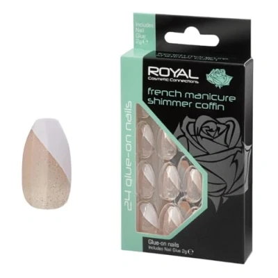 Afbeelding van Royal 24 Coffin Glue on Nails Shimmer French Manicure