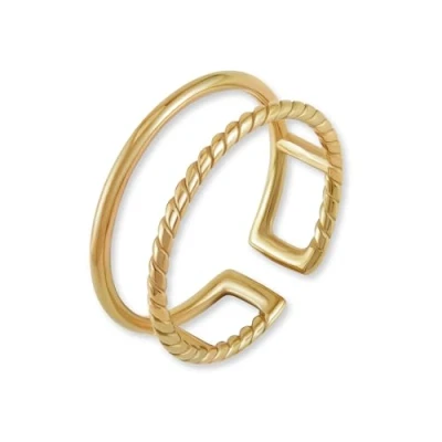 Afbeelding van ring goud voor dames verstelbaar roestvrij staal waterproof dubbele open gouden incl. geschenkverpakking