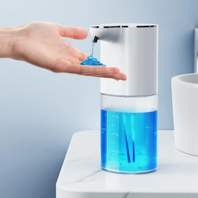 Afbeelding van automatische zeepdispenser, 1500 mAh, elektrische wandbevestiging, contactloos, 400 ml, zeepdispenser met sensor, USB oplaadbaar, voor badkamer, keuken, kantoor