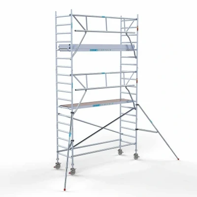 Afbeelding van Professionele aluminium gevelvrije rolsteiger 0.90x3.05x6.2m werkhoogte carbon vloer + enkele voorloopleuning