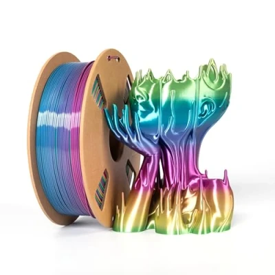 Afbeelding van Seiden PLA filament 3D printerfilament, 1,75 mm, meerkleurig, hoogglans, glanzende kleurverandering, 1 kg, rol, kleurverloop, veranderend, zijde, regenboog, meerkleurig