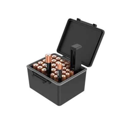 Afbeelding van JJC AAA AA Batterij Organizer Opbergkoffer met Tester, Waterbestendige Harde Houder Batterijen Afneembare Checker Houdt 20 en 14