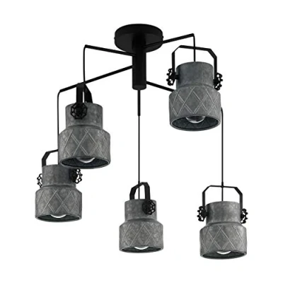 Afbeelding van Leen Bakker EGLO Hanglamp Hillcot 5lichts Zwart Ø67,5cm Hanglampen Staal