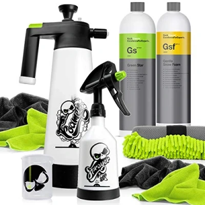 Afbeelding van Nuke Guys Koch Chemie Foam Set: KochChemie GreenStar universele reiniger + Gentle Snow Sprayer 0,5L Foamer 2L 4 microvezeldoeken maatbeker