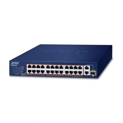 Afbeelding van Planet 24 Port 10/100TX PoE + 2 1000T 1x SFP Switch (27 Havens), Netwerkschakelaar