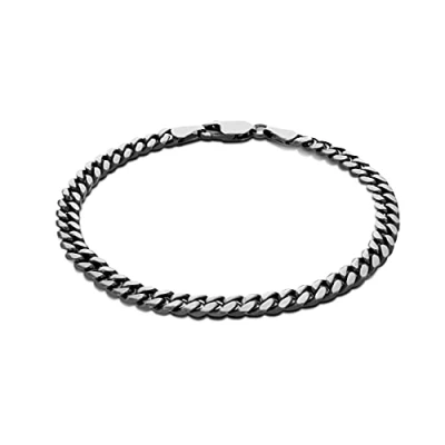Afbeelding van Tuscany Silver Heren Sterling Zilver Geoxideerd 5mm Geborsteld Curb Armband 20cm/8&#039;&#039;