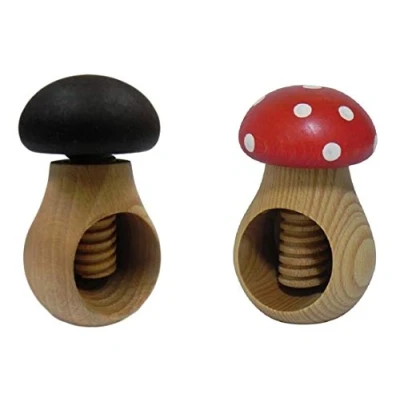 Afbeelding van Wooden World 2 Notenkrakerset Donkerbruin en Toadstool Notenkrakers gemaakt van natuurlijk beukenhout ZEER SOLIDE Paddestoel