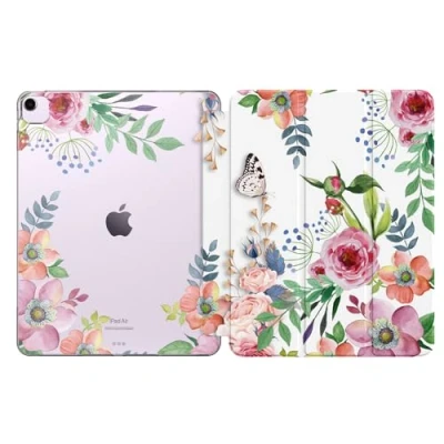 Afbeelding van MoKo for iPad Air 13 Inch Case 2024, Translucent Frosted Soft TPU Back Cover In.(M2), Slim Shell Stand Protective Case, Support Apple Pencil Pro/2nd/USB C,Fragrant Flowers