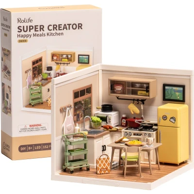 Afbeelding van Robotime Rolife Happy Meals Kitchen DW008 Knutselen DIY Miniatuur Hobby Miniatuurhuisje Creatief