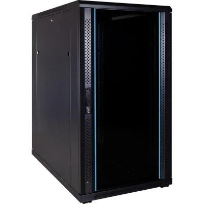 Afbeelding van DSIT 22U serverkast / serverbehuizing met glazen deur 600x1000x1200mm (BxDxH) 19 inch