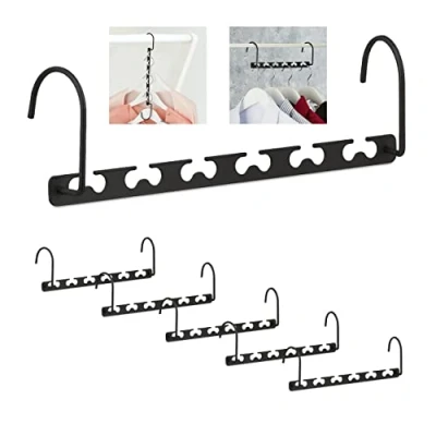 Afbeelding van Relaxdays ruimtebesparende kledinghangers 6 stuks kleerhanger kledingkast organizer