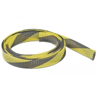 Afbeelding van Delock gevlochten kous rekbaar 2 m x 19 mm zwart geel