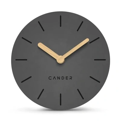 Afbeelding van Cander Berlin MNU 2615 G Tafelklok grijs 15 cm werkt op batterijen zonder tikken vintage analoog moderne houten wijzers MDF