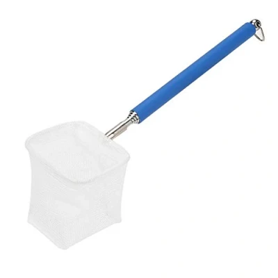 Afbeelding van garnalen visnet klein aquarium telescopisch 20 57,5 cm lang handvat visvangnetten fijnmazig frituurnet voor Betta (blauw vierkant)