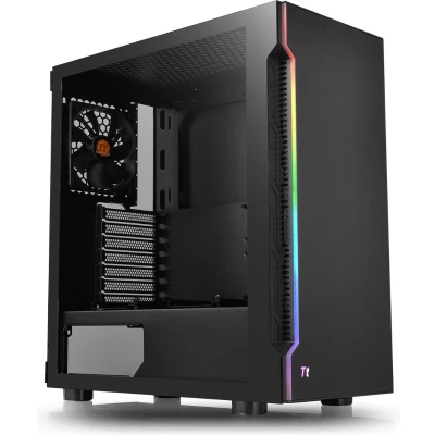 Afbeelding van Thermaltake H200 TG RGB Midi tower PC behuizing Zwart Geïntegreerde verlichting, 1 voorgeïnstalleerde ventilator, Zijvenster