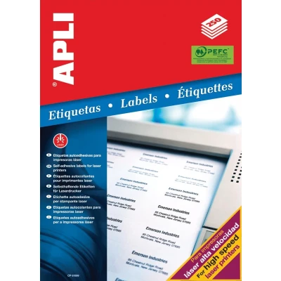 Afbeelding van Apli witte etiketten ft 70 x 37 mm (b h), 6.000 stuks, 24 per blad (2520) etiket