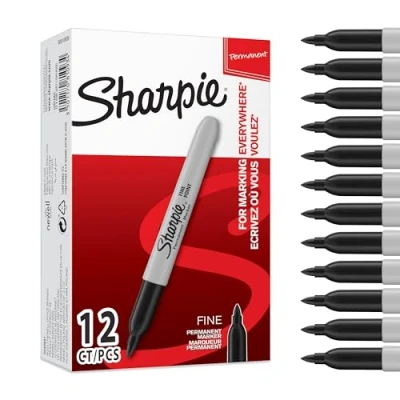 Afbeelding van Sharpie Permanente Markers, met Fijne Punt, Zwart, Verpakking Van 12 Stuks
