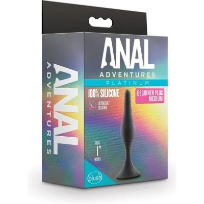Afbeelding van Blush Buttplug Anal Adventures Platinum Silicone Beginner Plug Medium Black Zwart