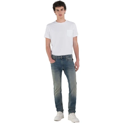 Afbeelding van Replay Anbass Hyperflex Dust Herenjeans, slimfit, 009, medium blue., 28W x 32L
