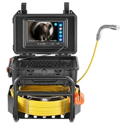 Afbeelding van VEVOR 70m rioolcamera pijpinspectiecamera pijpcamera 512Hz zender 9 inch 1080P