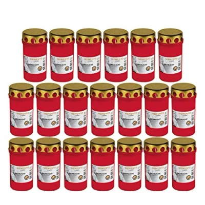 Afbeelding van Beste Choice graflicht brander nr. 3 rood met deksel grafkaarsen begraafplaats kaarsen kaars rouwlicht herdenkingskaars grafdecoratie (20 stuks)