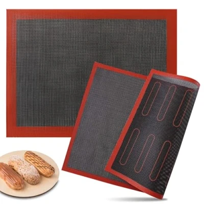 Afbeelding van 2 stuks siliconen bakmat, 40 x 30 cm, anti aanbak, duurzame herbruikbaar, oven, antislip bakmat voor puffs, koekjes, brood, gebak, pizza