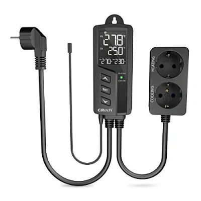 Afbeelding van Elitech STC 1000Pro dubbel relais, 220 V, digitale thermostaat, met sonde, koeling en verwarming, temperatuurregelaar voor aquarium, waterverwarming, terrarium, reptiel, incubator, verwarmingslamp