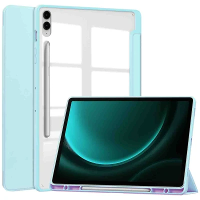 Afbeelding van Samsung Galaxy Tab S9 FE Plus Hoes: iMoshion Trifold Hardcase Bookcase Shockproof/Valbescherming Bookcase,Hardcase Lichtblauw Kunststof