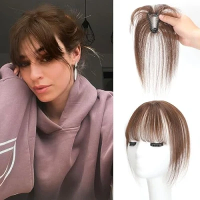 Afbeelding van 360 Cover Clip op 3D Wispy Pony voor Vrouwen In 100% Echt Menselijk Haar Toppers Nep Air dagelijks gebruik (Medium bruin, Pony)