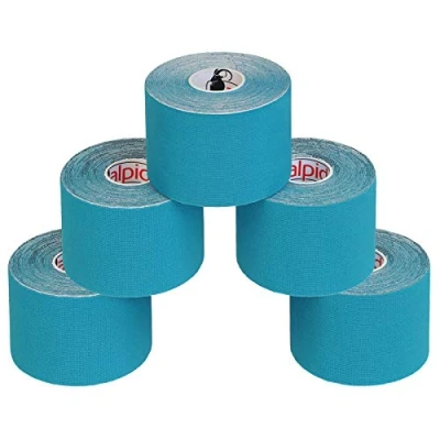 Afbeelding van ALPIDEX 5 Stuck Kinesiology Tape Veel kleuren m x cm Toepassingsfolder Elastisch Waterdicht Huidvriendelijk Fysio Spier Set, Kleur:Lichtblauw