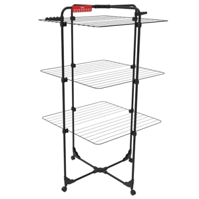 Afbeelding van Vileda Mixer 3 Ultimate Droogtoren Black Edition 30 meter drooglengte Flexibel Gemakkelijk te verplaatsen en transporteren Zwenkwieltjes Sokkenhouder